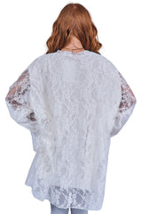 Floral Lace Overlay Pattern Slightly Asymmetrical Hemline Top