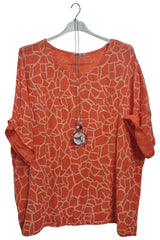 Giraffe Print Necklace Cotton Top
