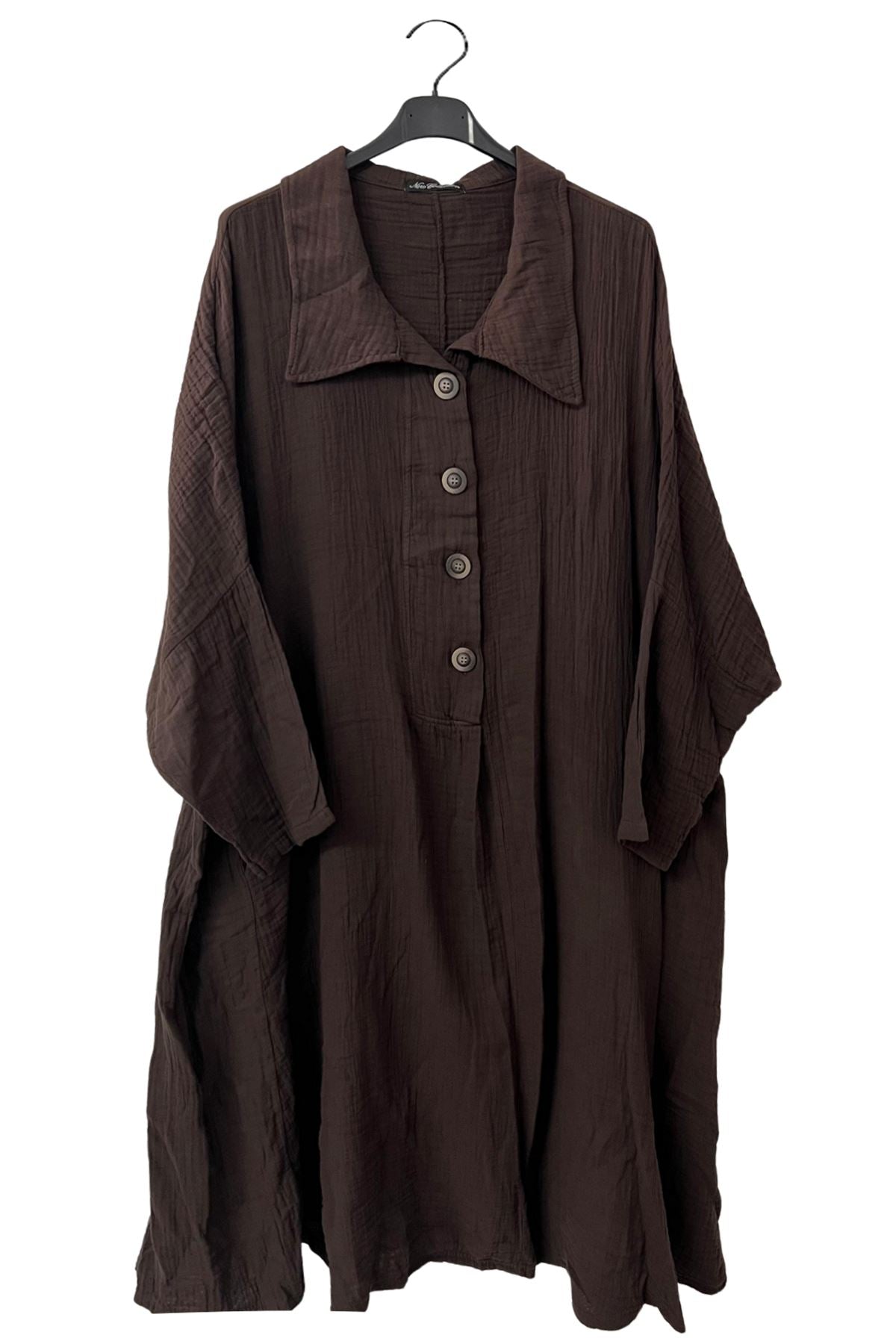Plain Front Button Detail Cotton Dress