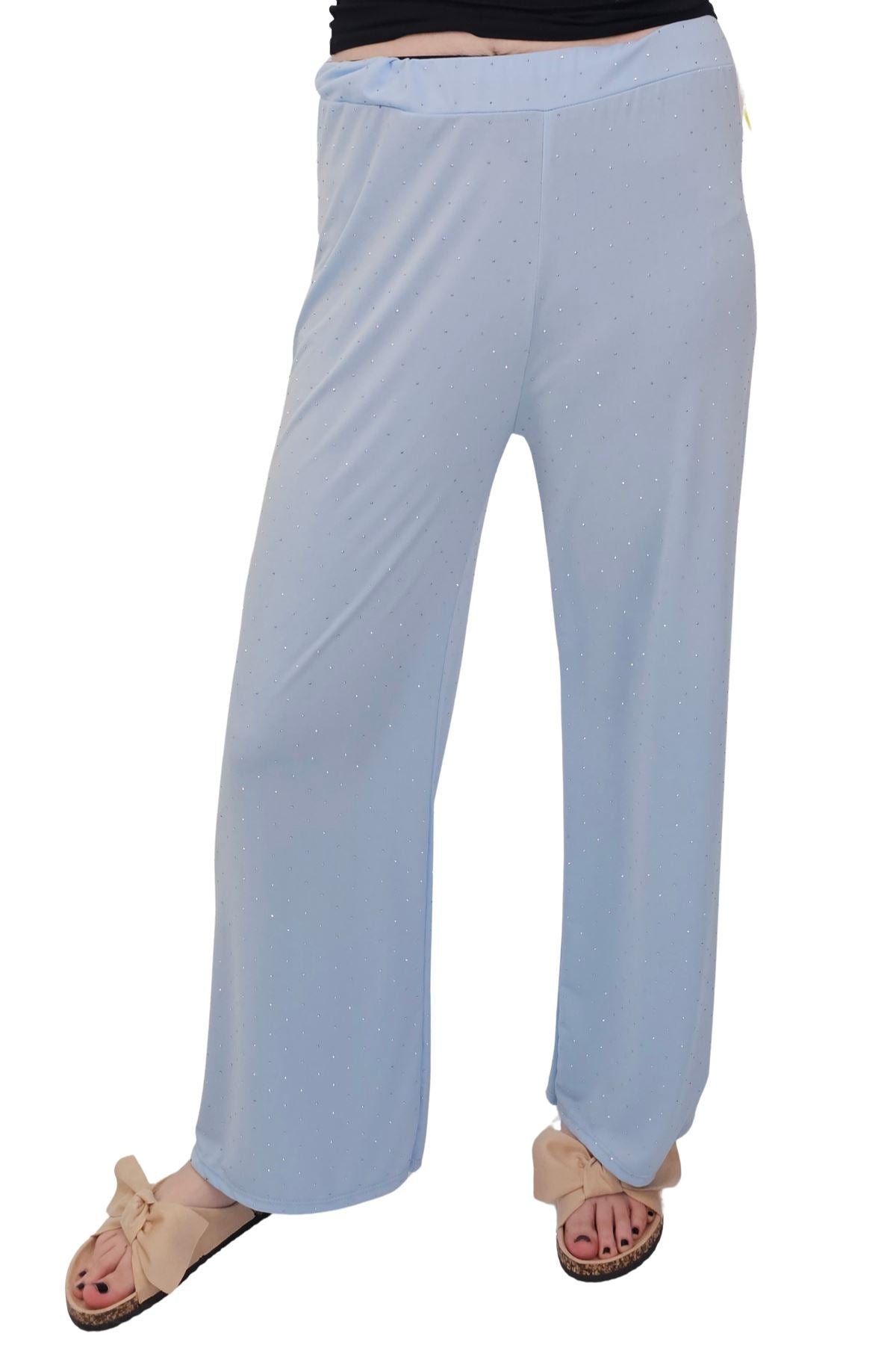 Diamante Pattern Wide Leg Trousers