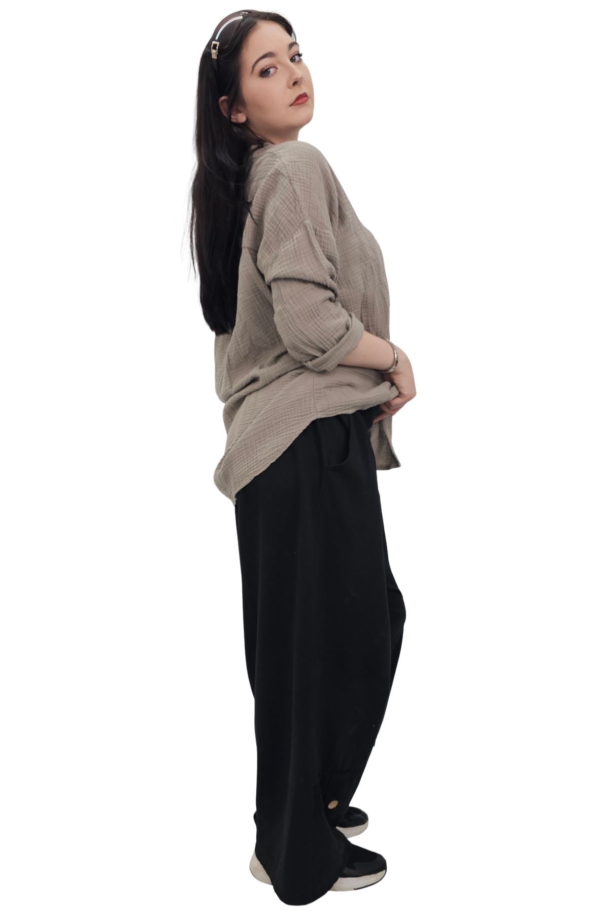 Plain Button Up Pocket Cotton Shirt
