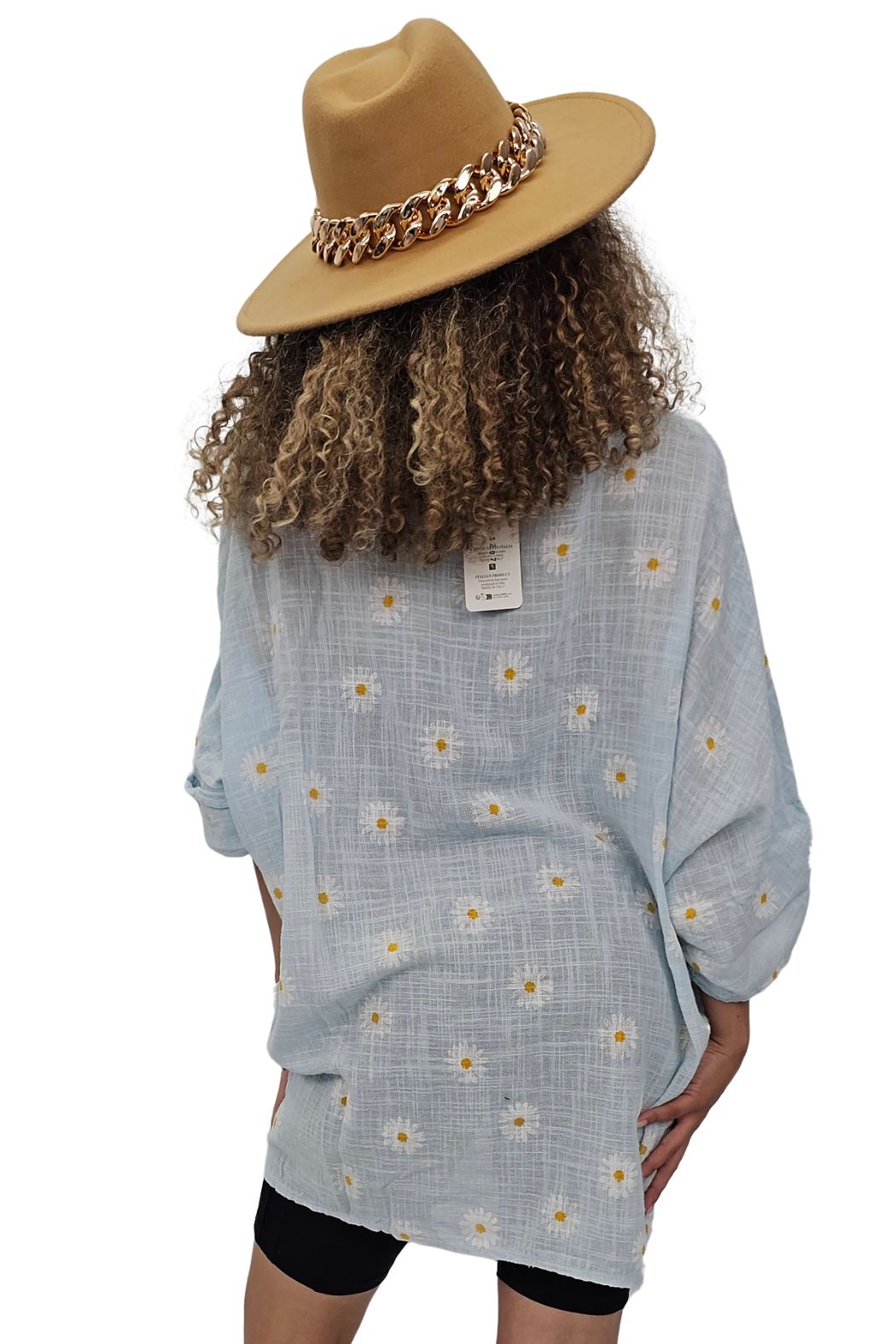 Daisy Flower Print Necklace Cotton Top