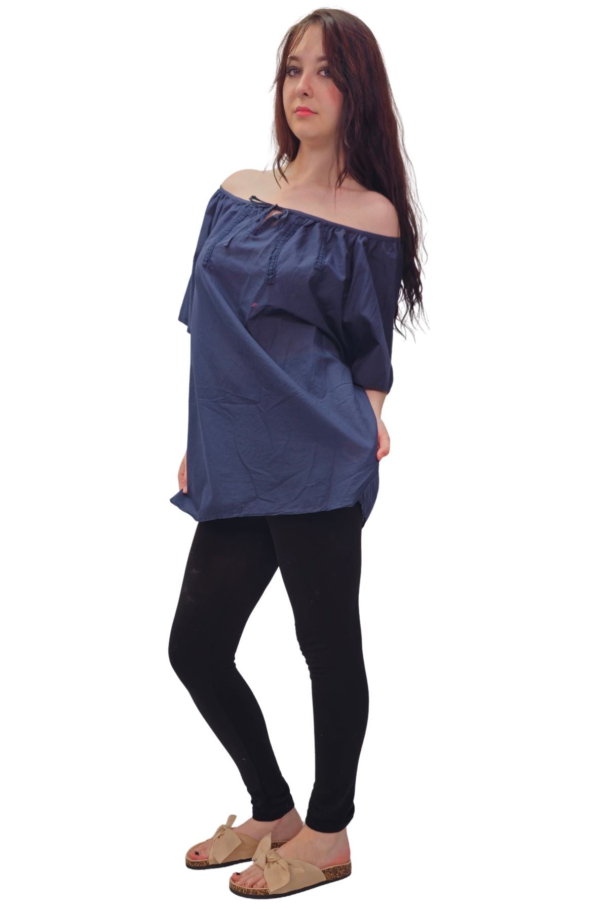 Plain Lace Tie Detailing Cotton Top