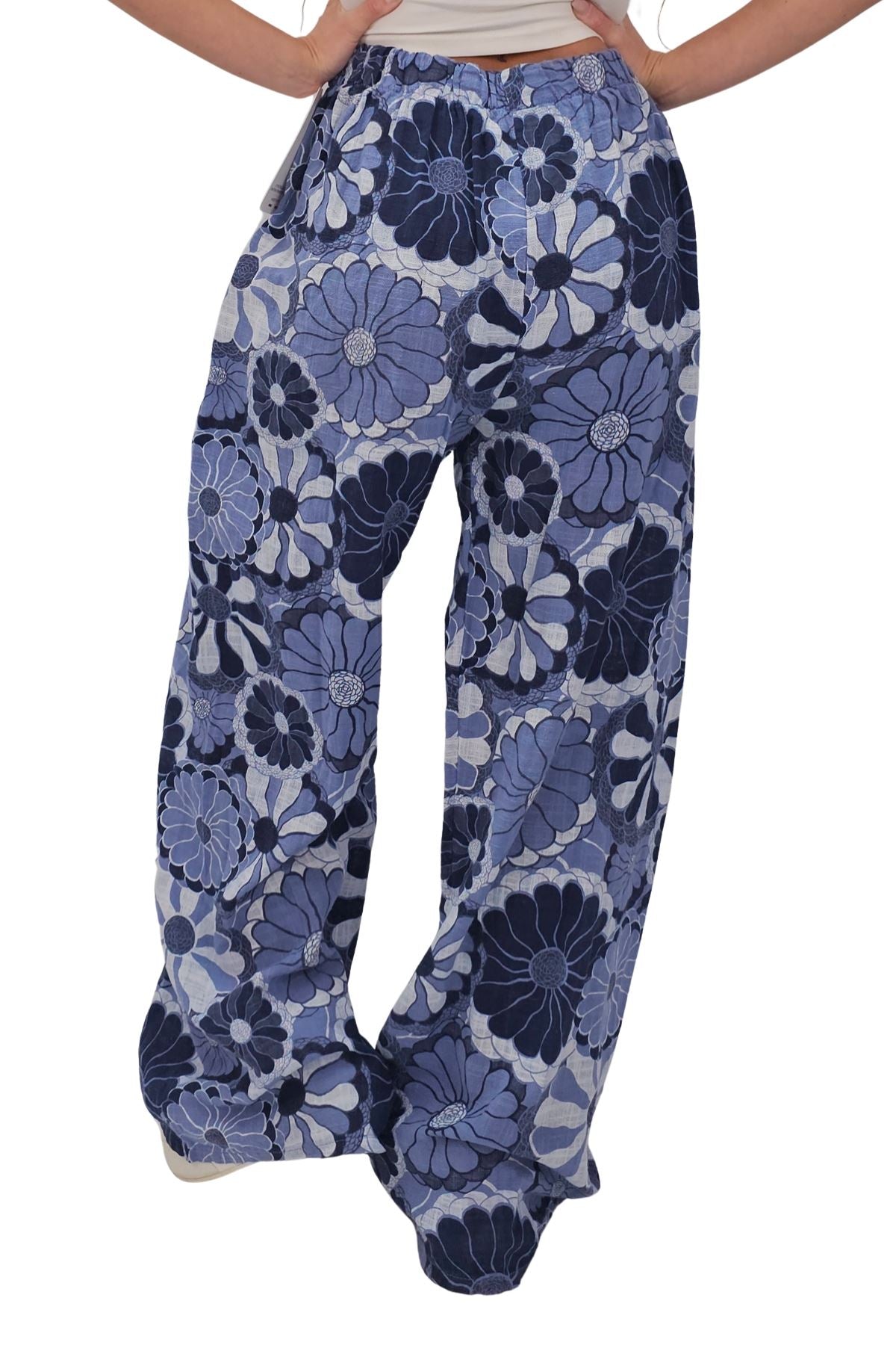 Floral Print Wide Leg Cotton Palazzo