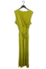Plain Wrapover Style Tie Waist Jumpsuit