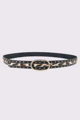 Leopard Print Eyelet Buckle Belt