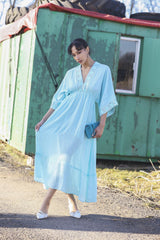 Gold Thread Mirror Embroidery Bohemian Maxi Style Dress