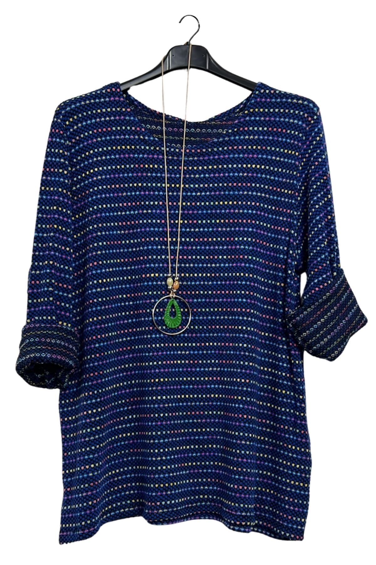Multicoloured Horizontal Stripes Tunic Top