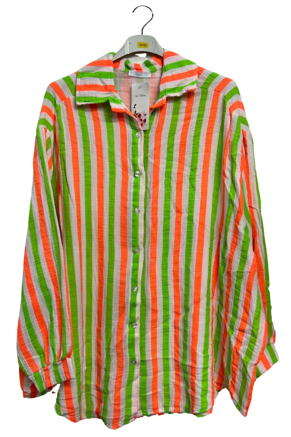 Vertical Stripes In Alternating Shades Button-Down Cotton Shirt