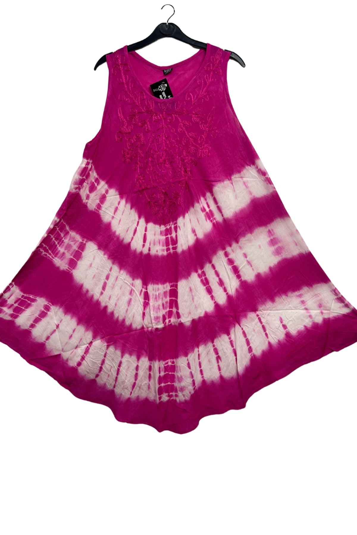 Horizontal Tie-Dye Pattern Umbrella Style Dress