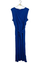 Plain Wrapover Style Tie Waist Jumpsuit