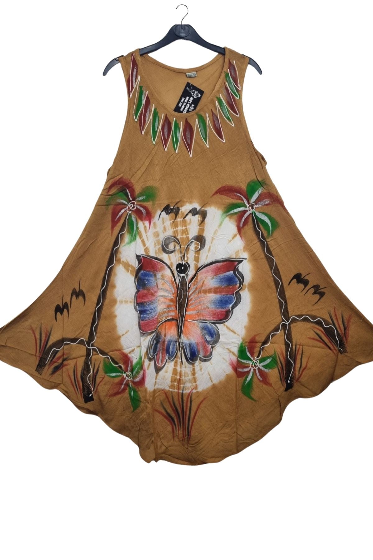 Butterfly Palm Trees Abstract Leaf Accents Motif Dress