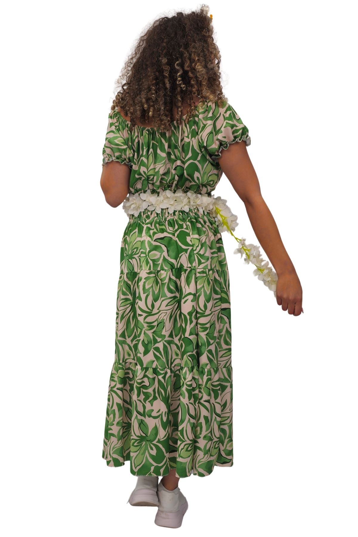 Floral Print Shirred Waist Tiered Dress