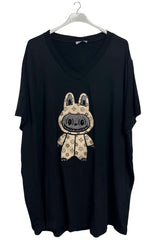 Sequin Embellished Bunny Oversized T-Shirt