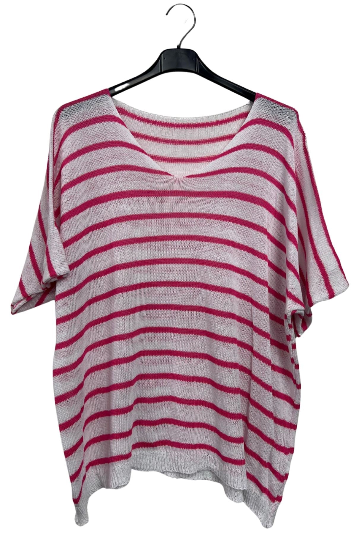 Stripe Pattern Tunic Cotton Top