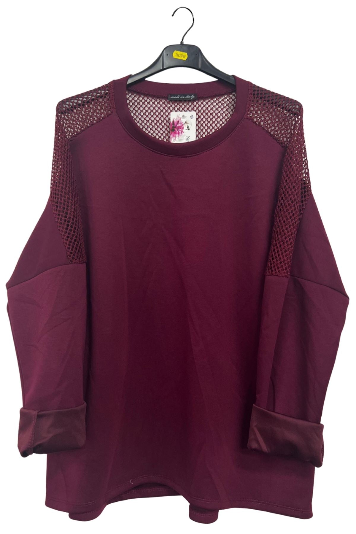 Plain Mesh-Textured Oversized Top