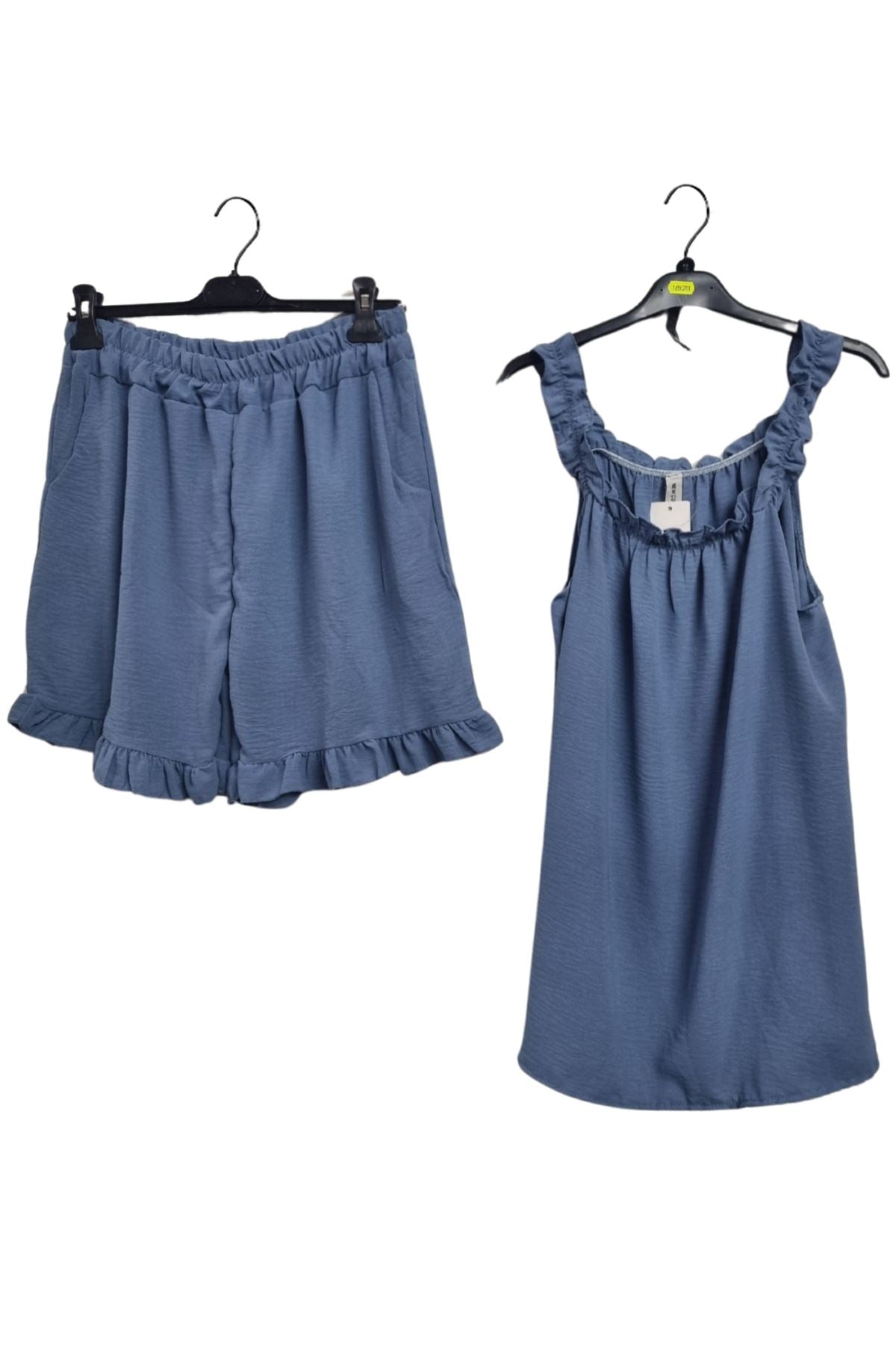 Plain Ruffle Strap Elasticated Waistband Co-Ord Set