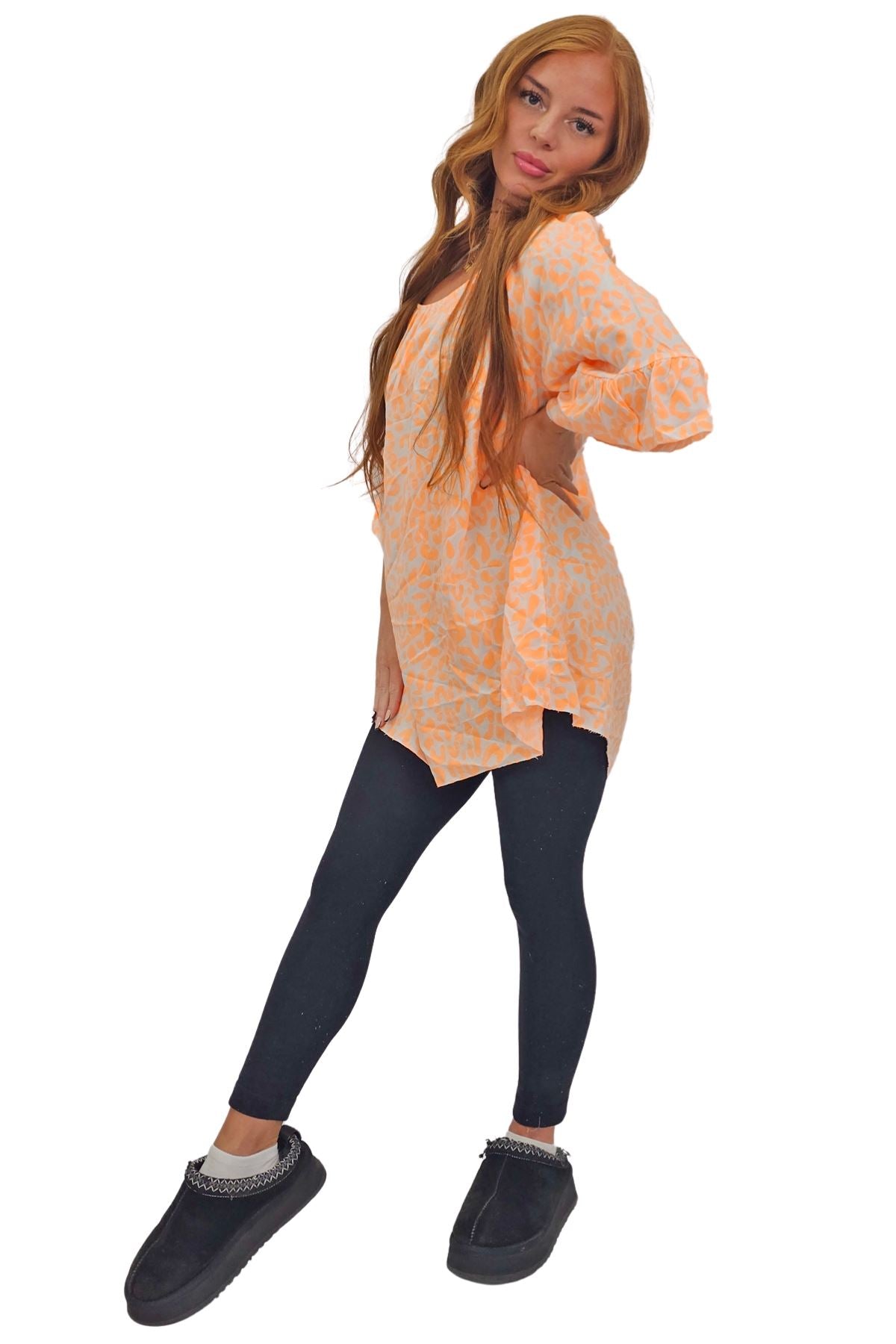 Subtle Textured Pattern Flared Sleeves Top