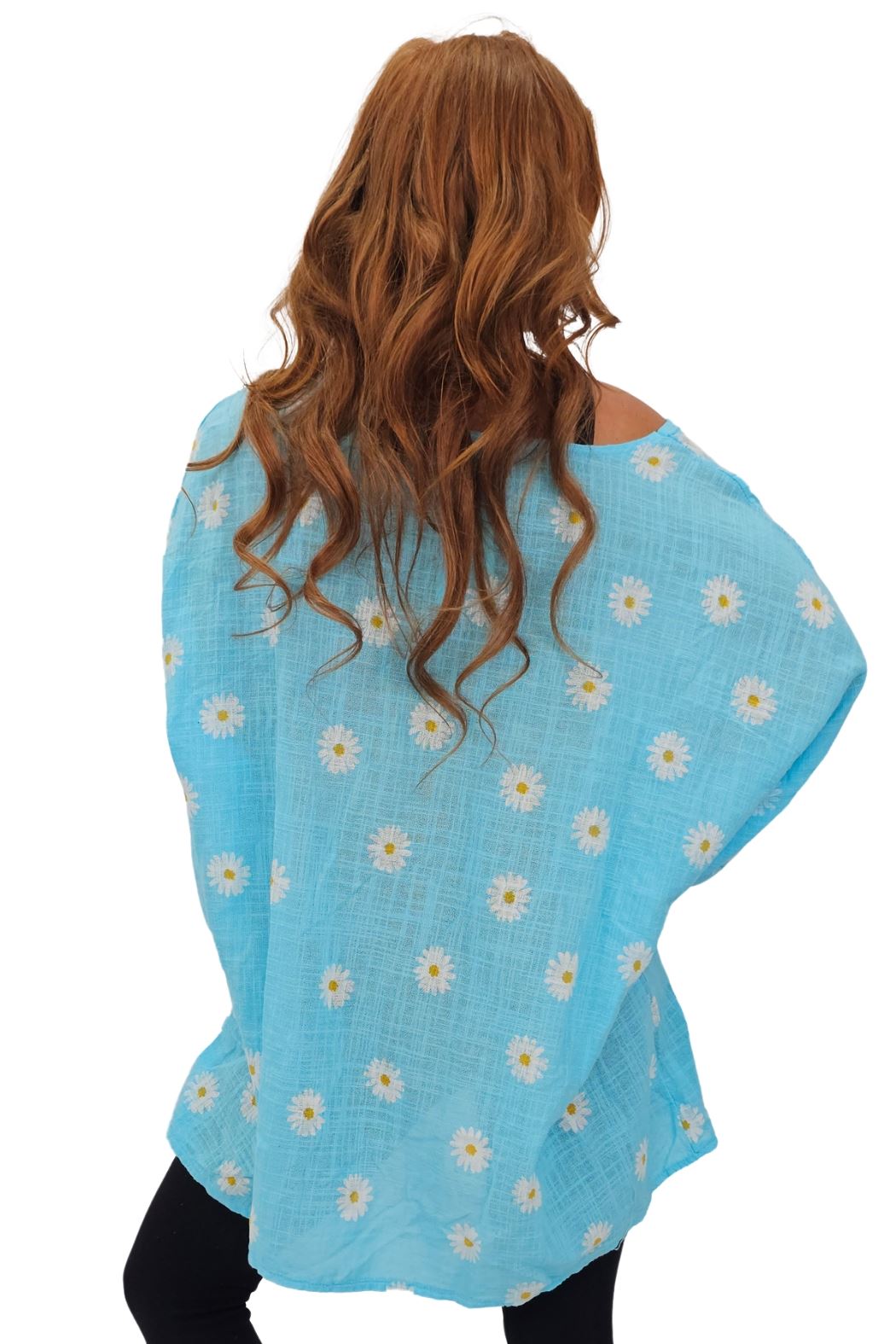 Daisy Flower Print Necklace Cotton Top