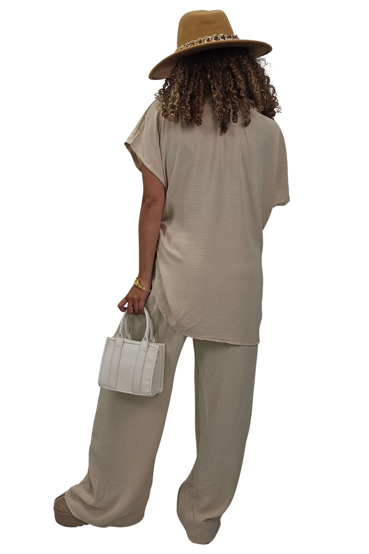 Plain Side Tie Detail Drawstring Waistband Co-Ord Set