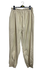 Plain Leather-Look Texture Side Pockets Jogging Bottom