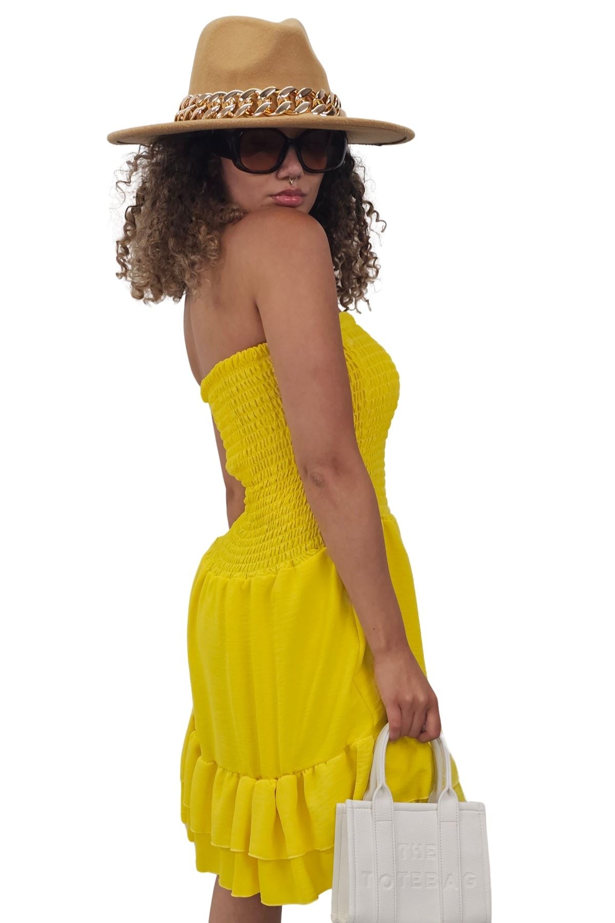 Plain Bandeau Shirred Playsuit