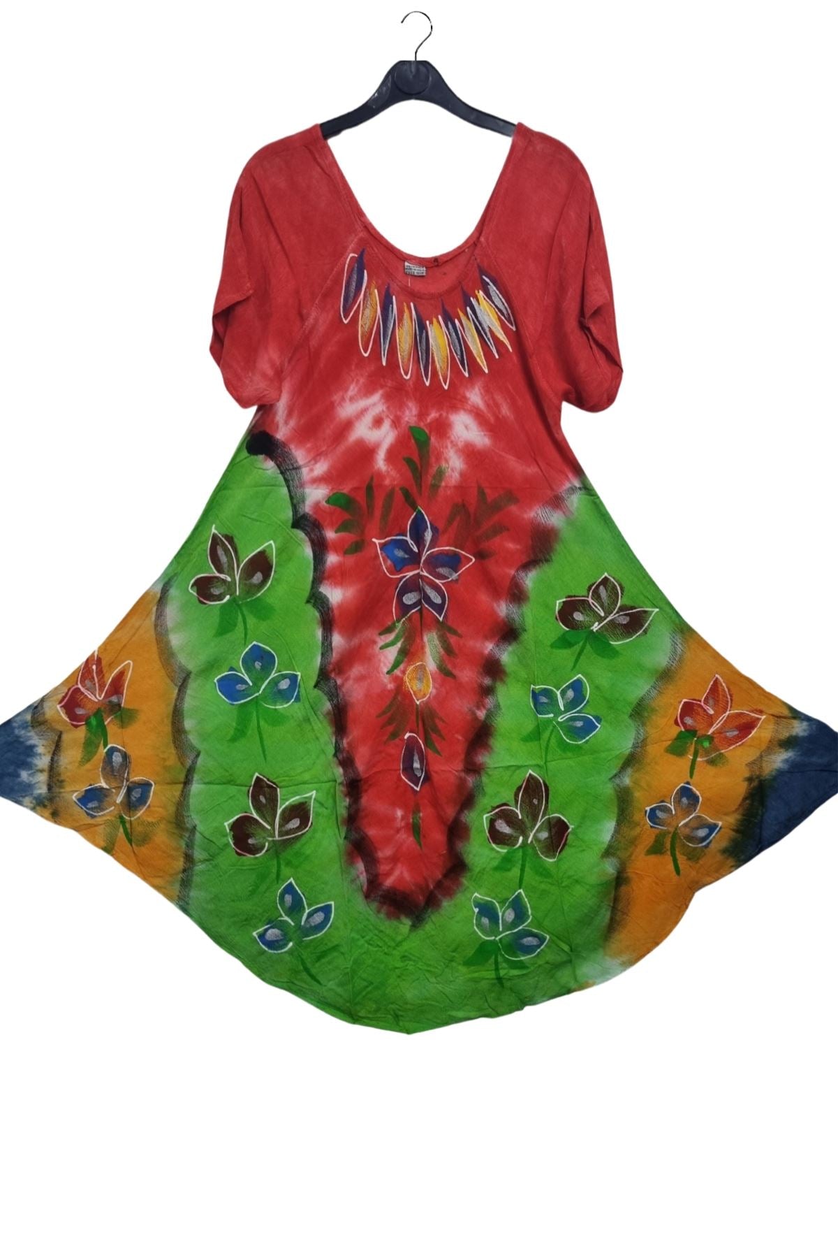 Floral Leaves Pattern Asymmetrical Hem Dress