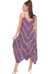 Tie Dye Print Draped Hem Dress