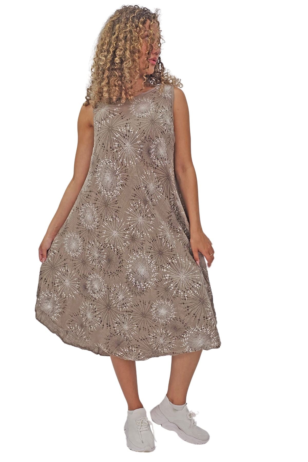 Abstract Firework Print Cotton Dress