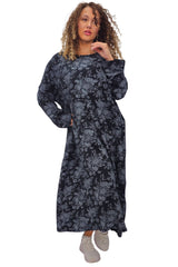 Floral Print Baggy Long Style Cotton Dress