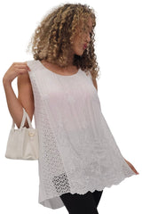 Embroidered Floral Pattern Crochet Top