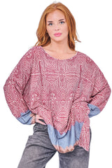 Geometric Labyrinth-Style Print Tunic Top