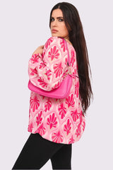 Floral Print Drawstring Neckline Top