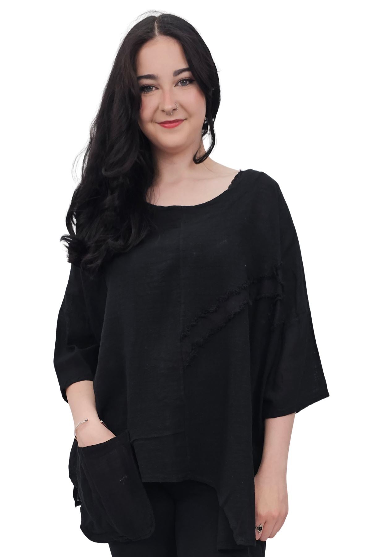 Plain Front Patch Pockets Cotton Top