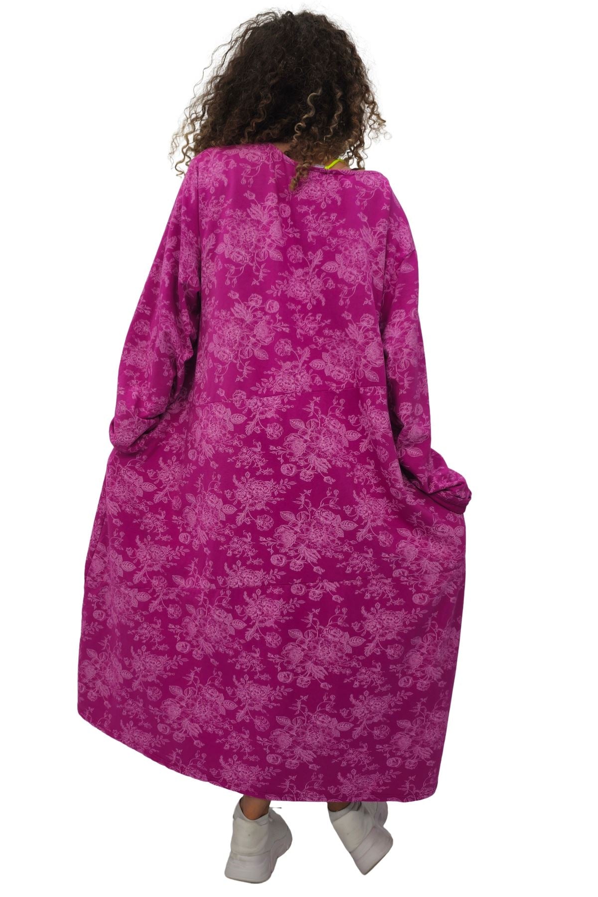 Floral Print Baggy Long Style Cotton Dress