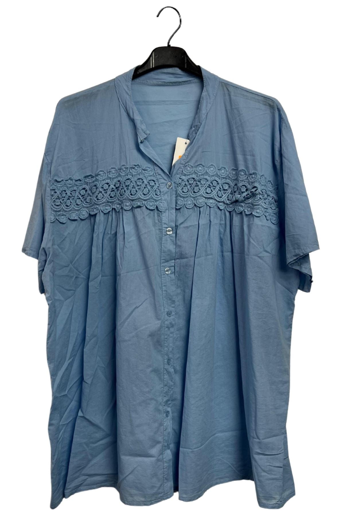 Plain Lace Detailing Cotton Shirt