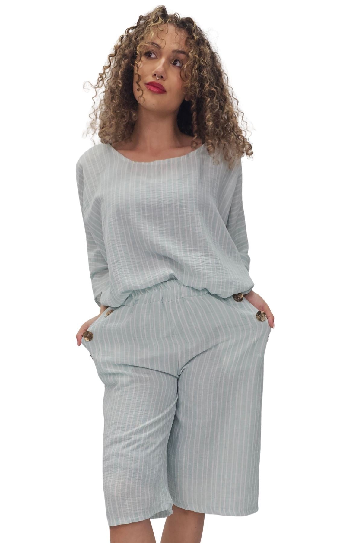Vertical Pinstripes Print Co-Ord Set