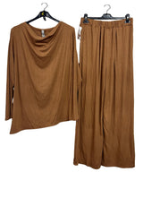 Subtle Ribbed Texture Tunic Top Elasticated Waistband Co-Ord Set