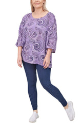 Swirl Print Necklace Cotton Top