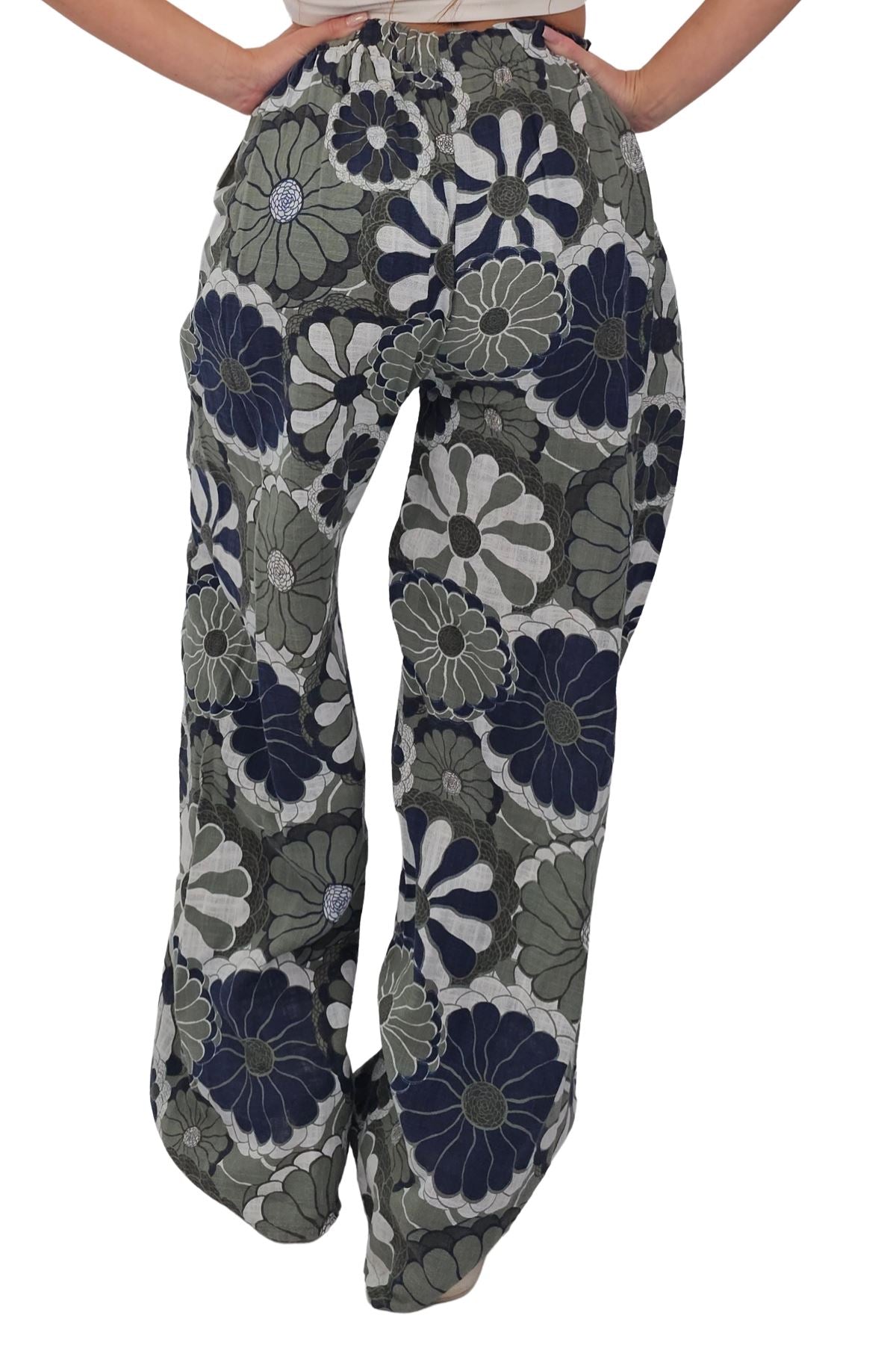 Floral Print Wide Leg Cotton Palazzo