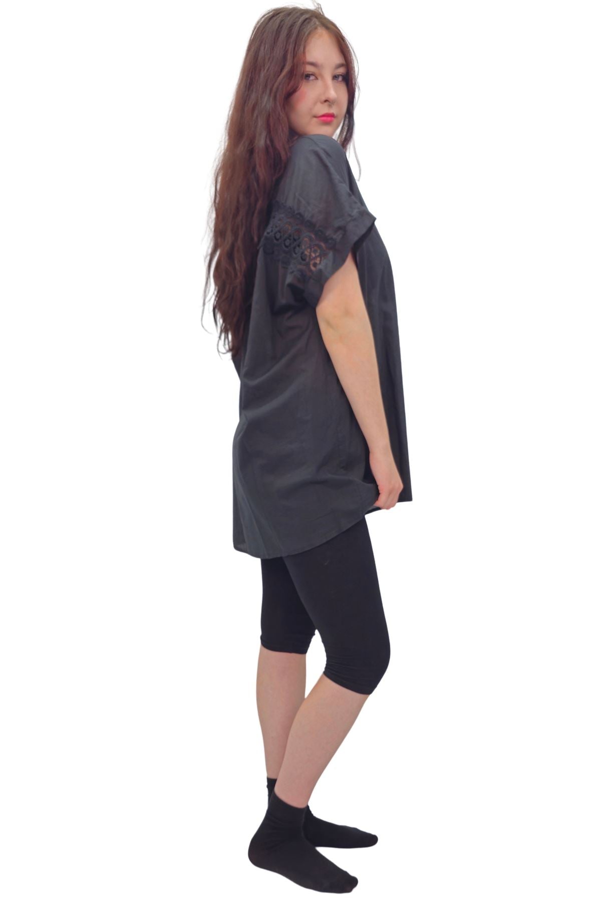 Plain Button-Down Front Cotton Shirt