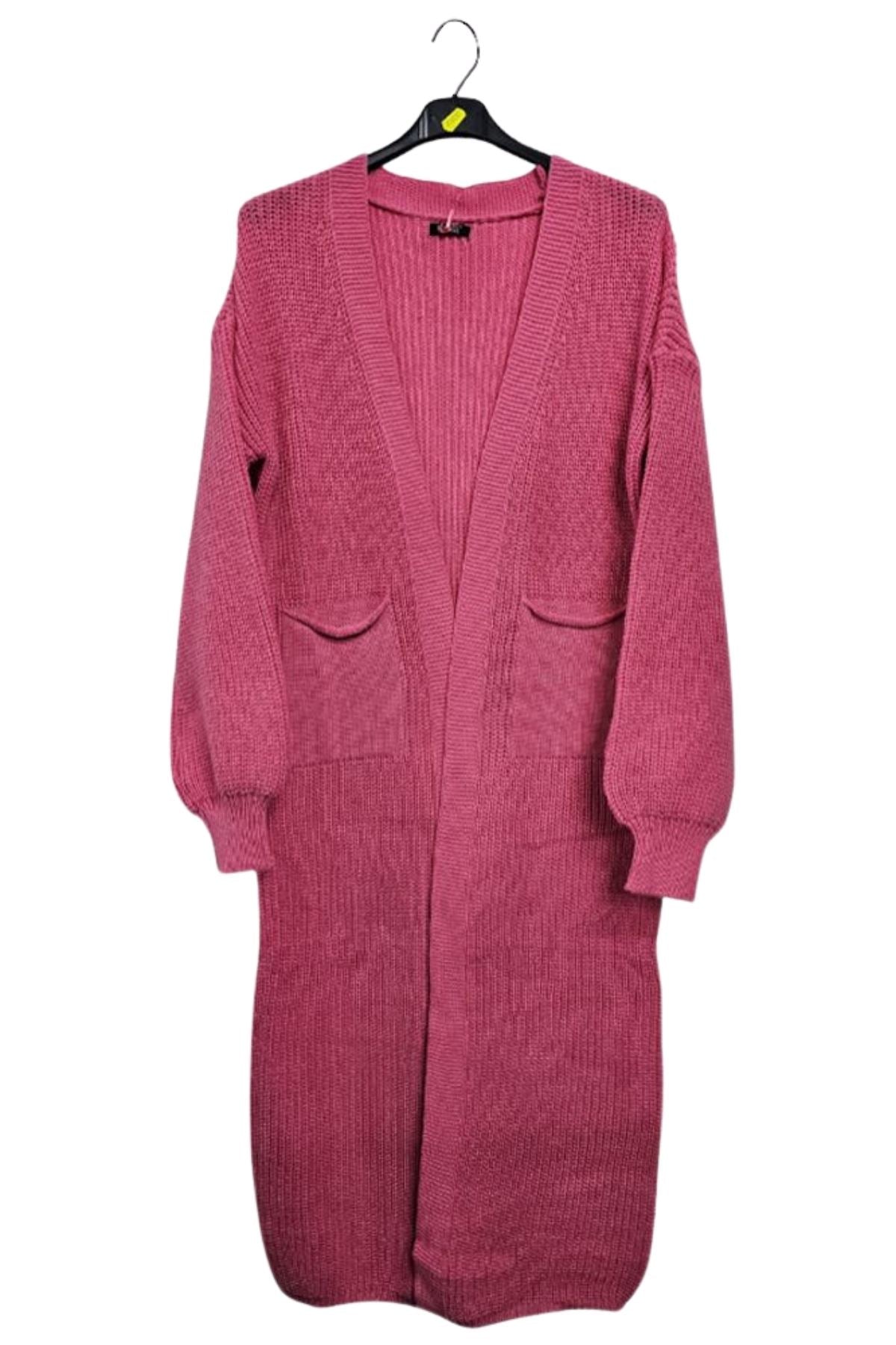 Plain Rib Knit Longline Cardigan