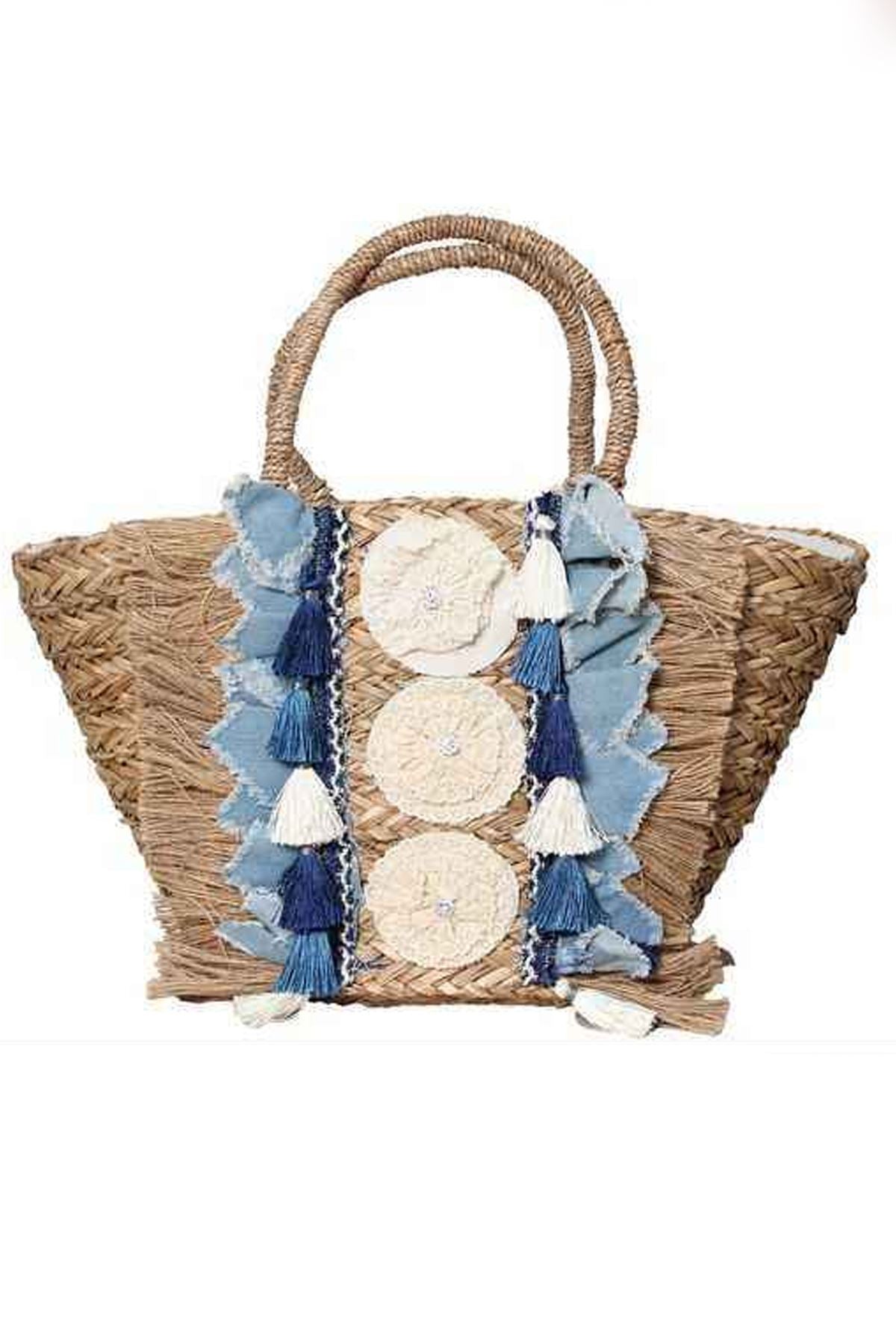 Straw Tassel Two Handle Shoulder Bag