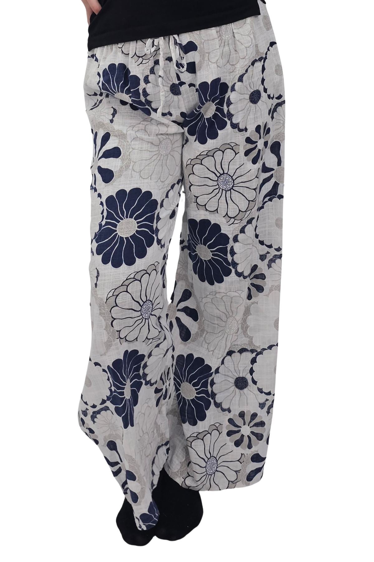 Floral Print Wide Leg Cotton Palazzo