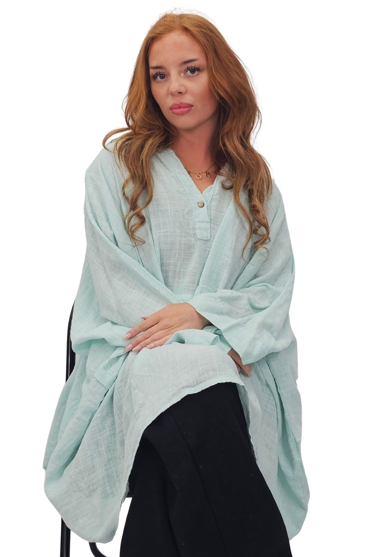 Plain Hanky Hem Oversized Cotton Top