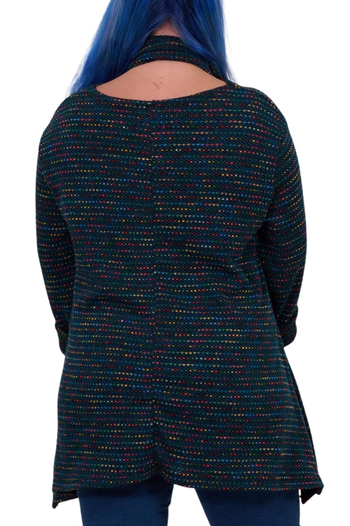 Multi Stripe Pattern With scarf Viscose Jumper