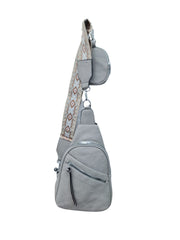 Aztec Print Front Zip Shoulder Bag