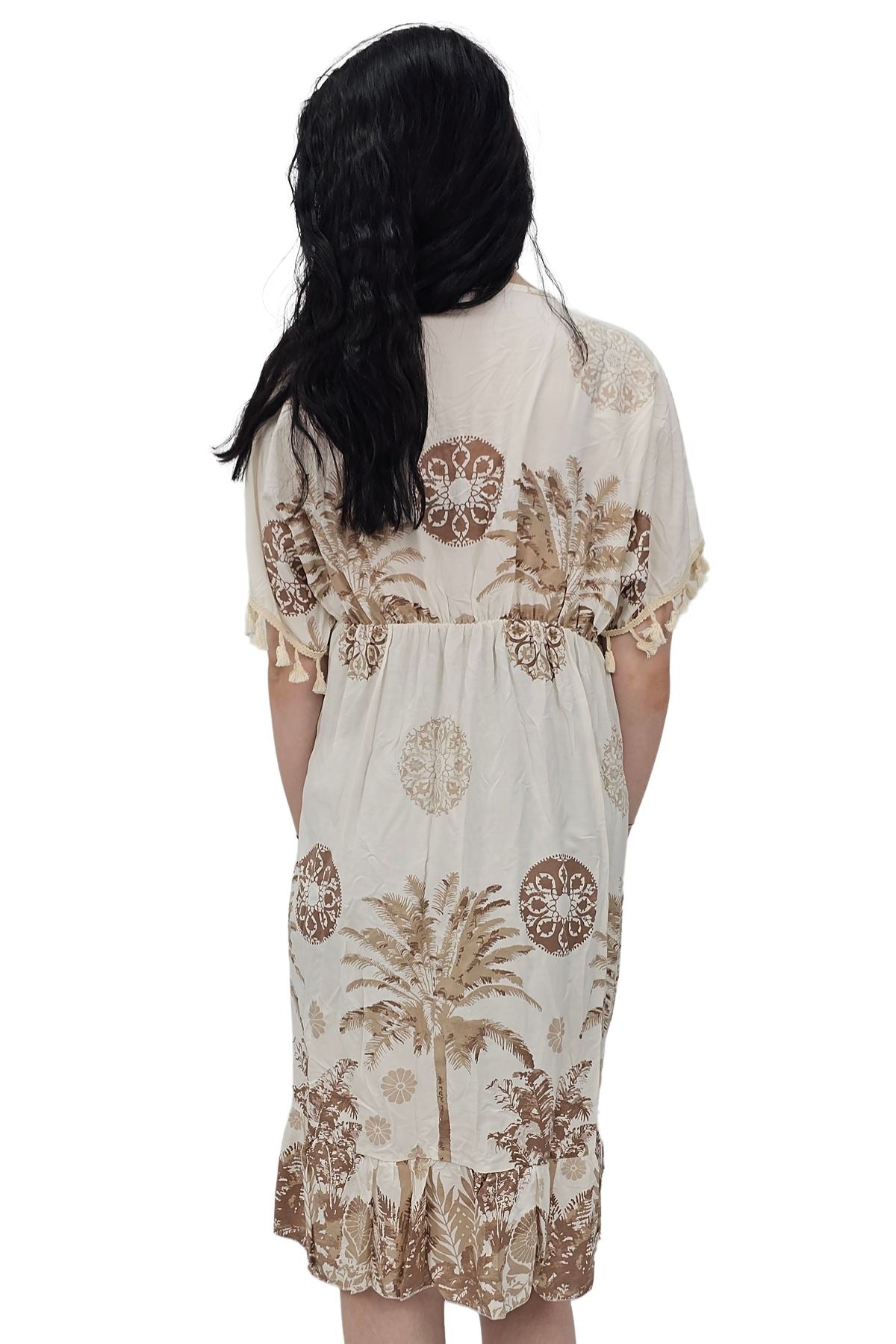 Floral Botanical Print Elasticated Waist Dress