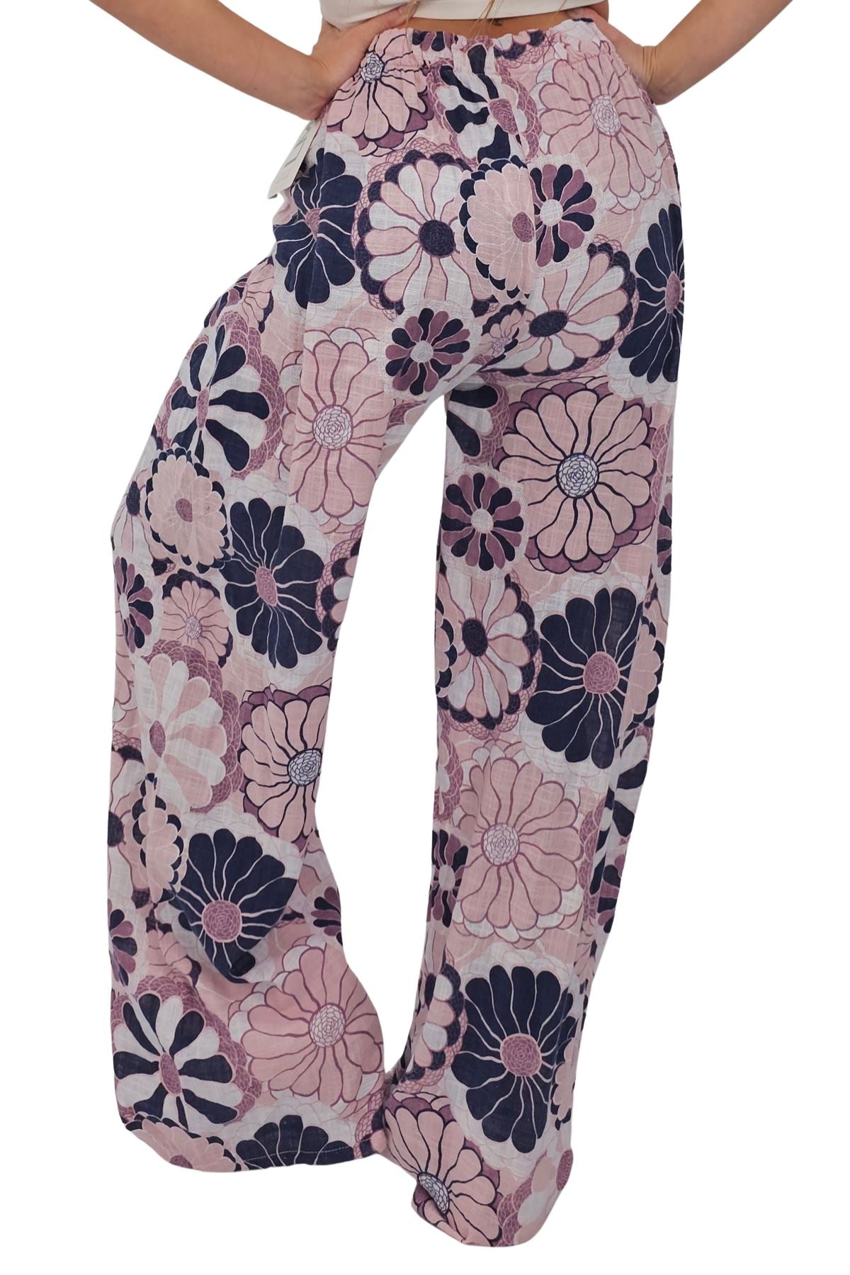 Floral Print Wide Leg Cotton Palazzo