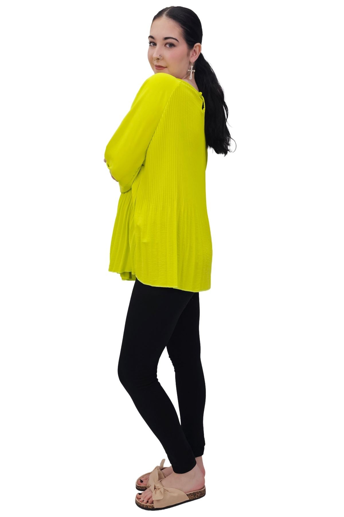 Plain Pleated Elastic Cuff Top
